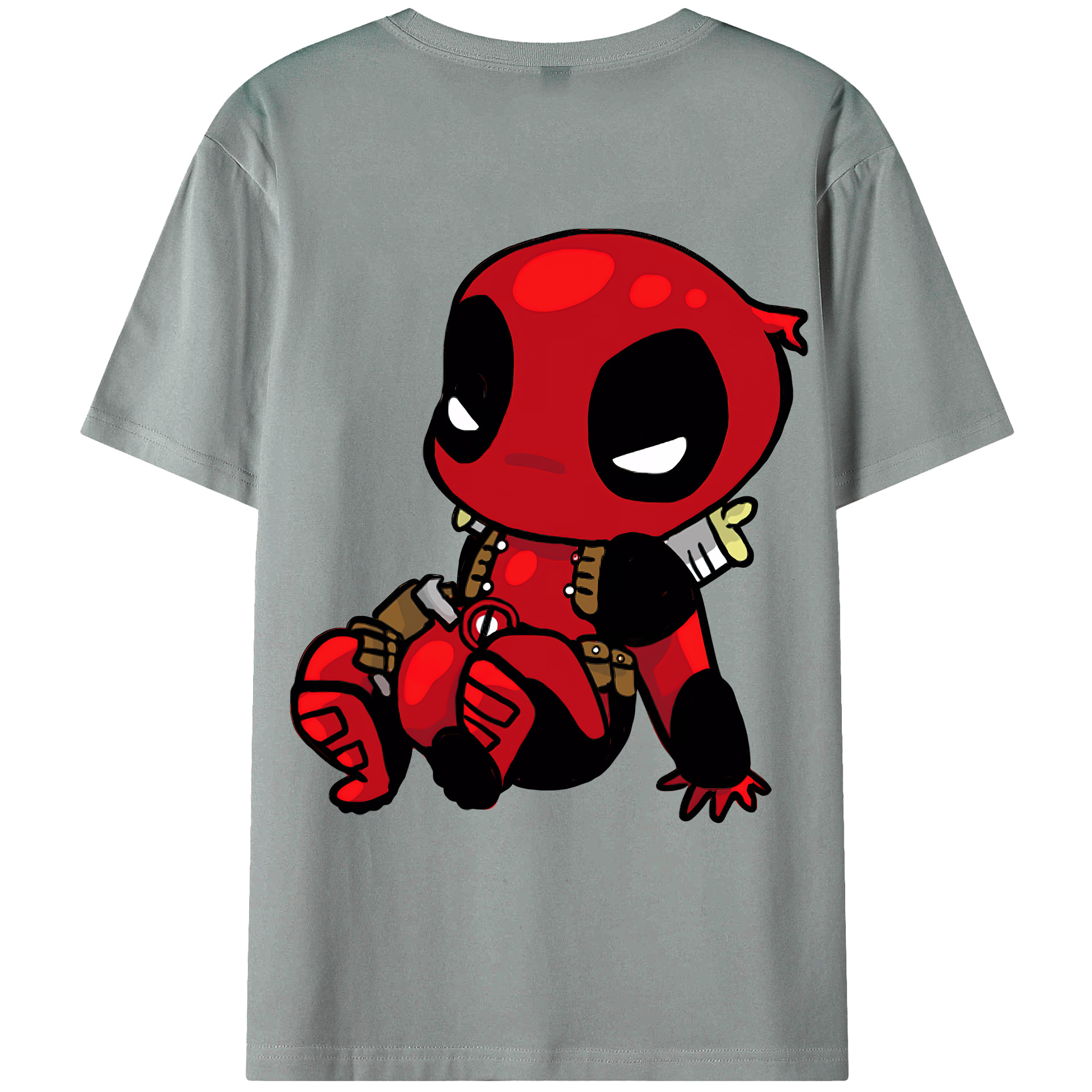 （画像用） Deadpool デッドプール 綿100％ メンズ半袖Tシャツ（バックプリント） 通気性